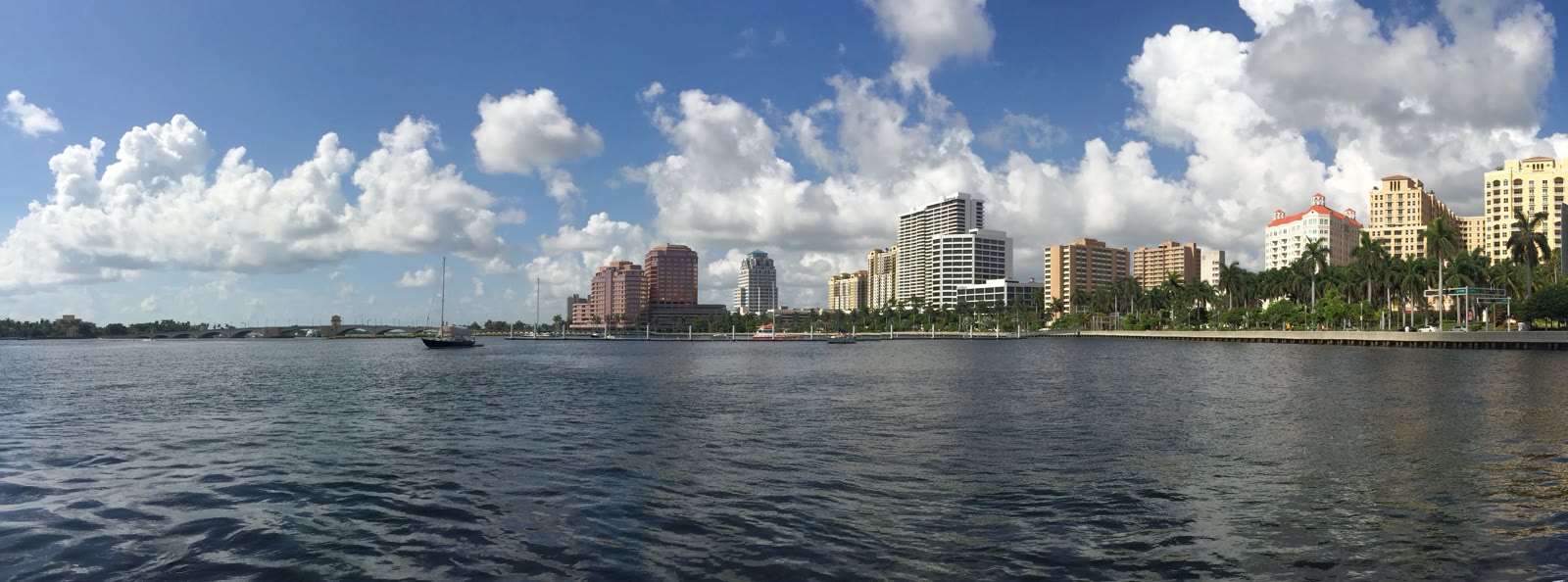 Daytime view of the West Palm Beach skyline from the Intracoastal Waterway